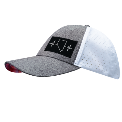 Nevada - 6 Panel - Shallow Fit - Pony Tail - Heather Gray / White - Laser Mesh (Unisex)