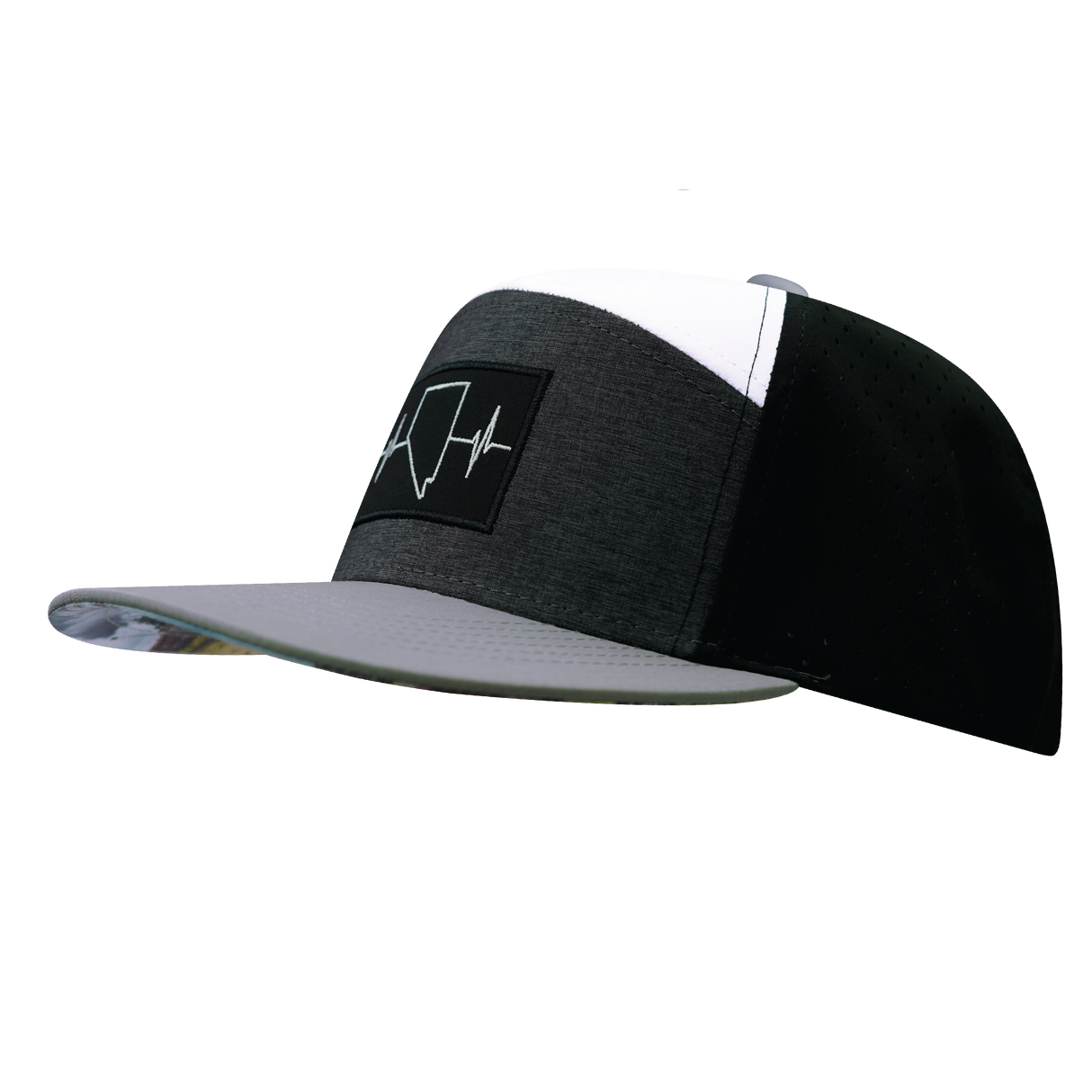 Nevada - 7 Panel - Gray / Charcoal / White / Black - Laser Mesh (Unisex)