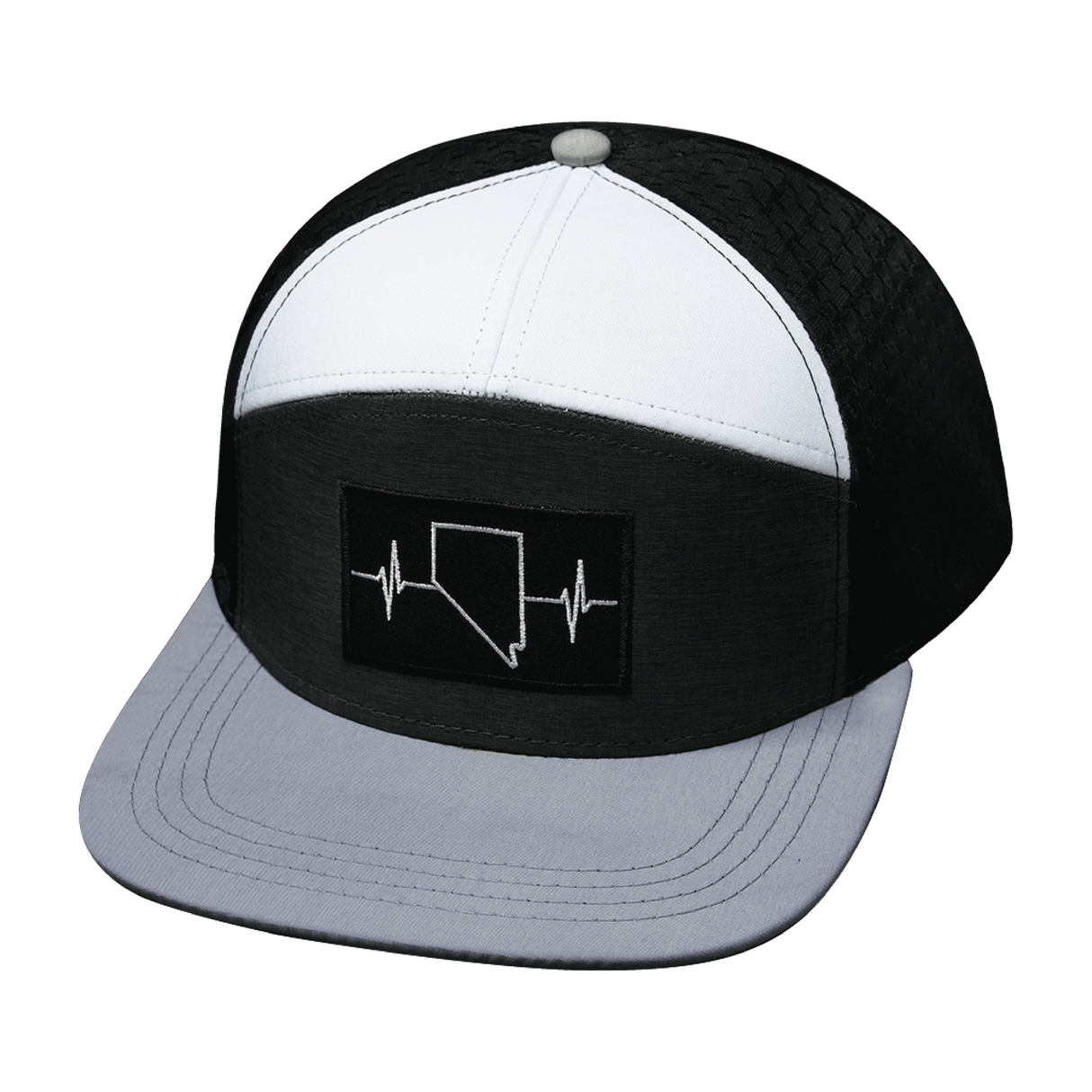 Nevada - 7 Panel - Gray / Charcoal / White / Black - Jersey Mesh (Unisex)
