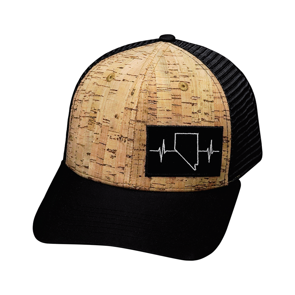 Nevada - 6 Panel - Cork - Black - Trucker Mesh (Unisex)