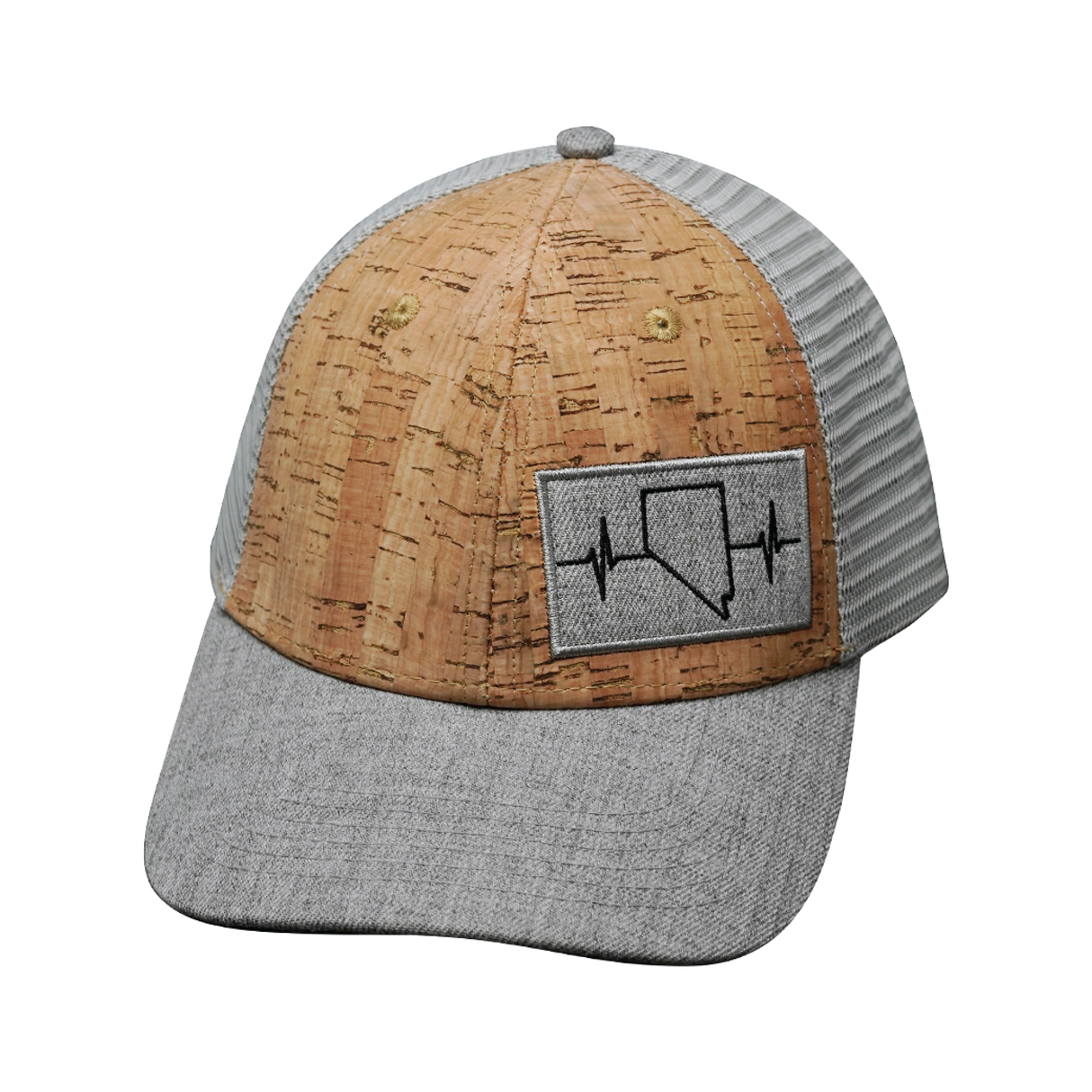 Nevada - 6 Panel - Shallow Fit - Cork - Heather Gray - Trucker Mesh (Unisex)