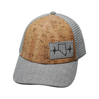 Nevada - 6 Panel - Shallow Fit - Cork - Heather Gray - Trucker Mesh (Unisex)
