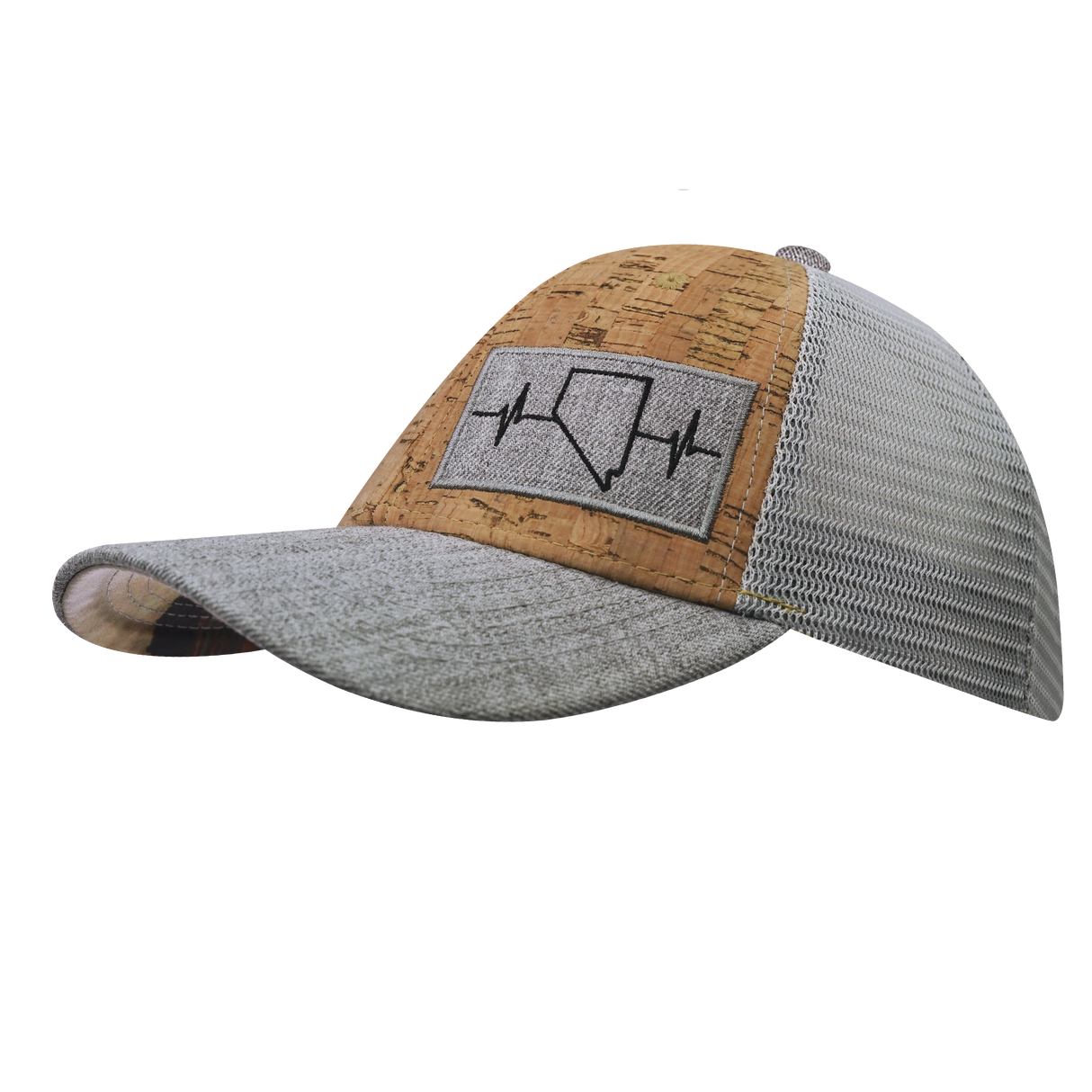 Nevada - 6 Panel - Shallow Fit - Cork - Heather Gray - Trucker Mesh (Unisex)