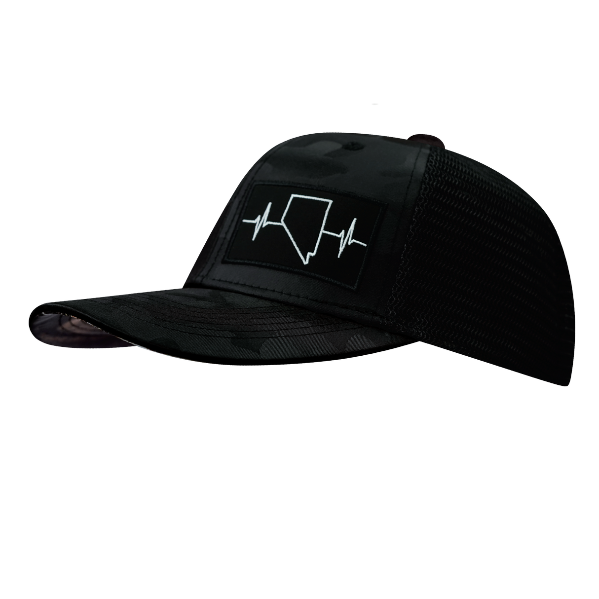 Nevada - 6 Panel - Black Camo / Black - Trucker Mesh (Unisex)