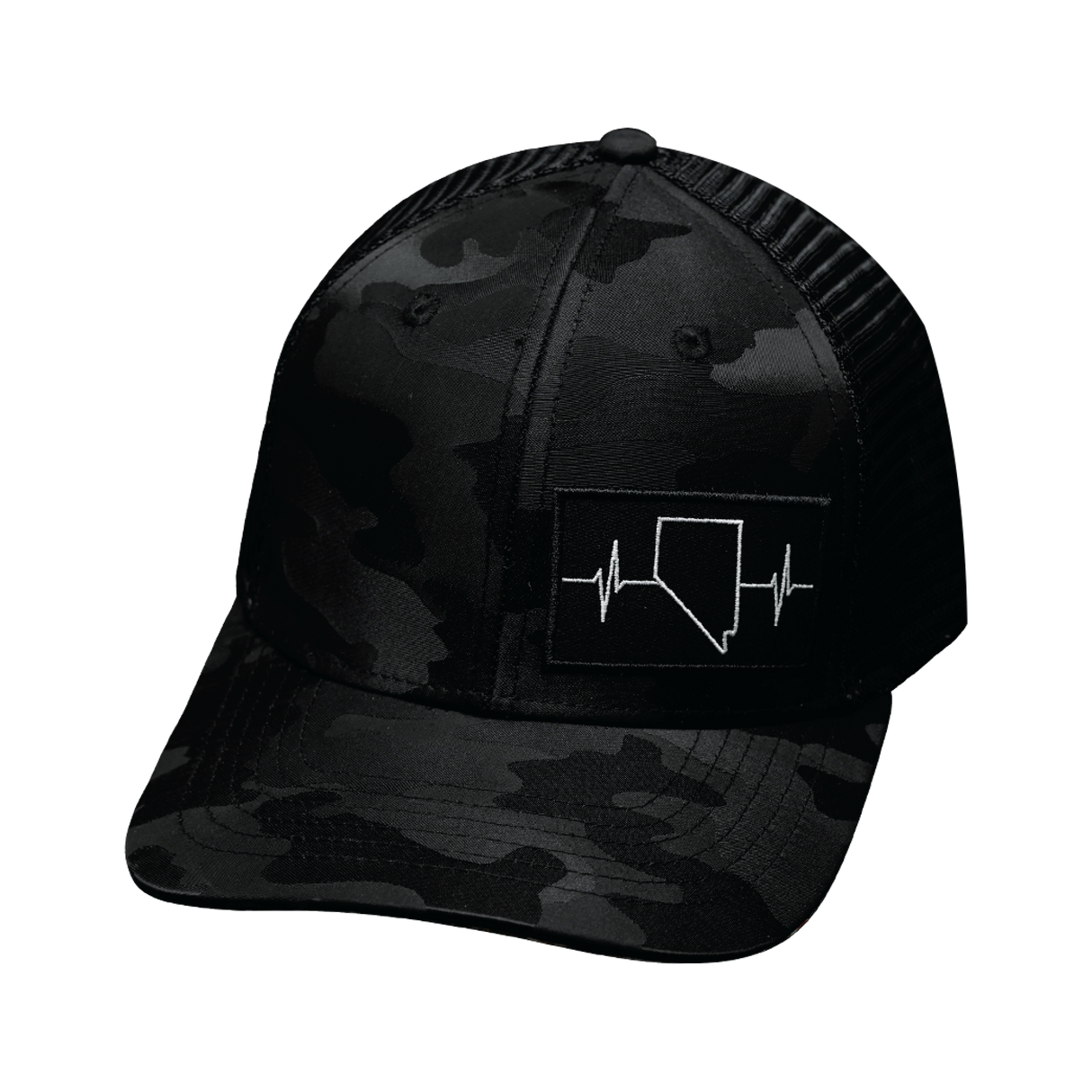 Nevada - 6 Panel - Black Camo / Black - Trucker Mesh (Unisex)