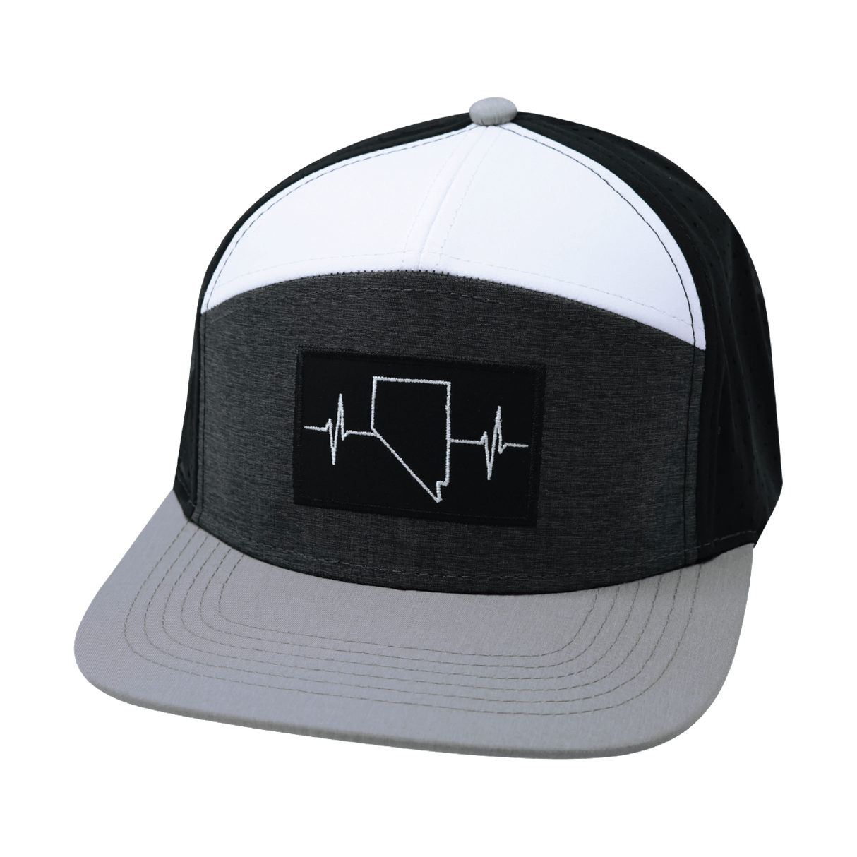 Nevada - 7 Panel - Gray / Charcoal / White / Black - Laser Mesh (Unisex)