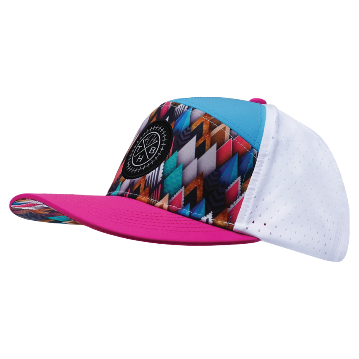 **YOUTH** THB - 7 Panel - Neon Peaks - Neon Pink / Neon Green Blue / White - Laser Mesh (Unisex)