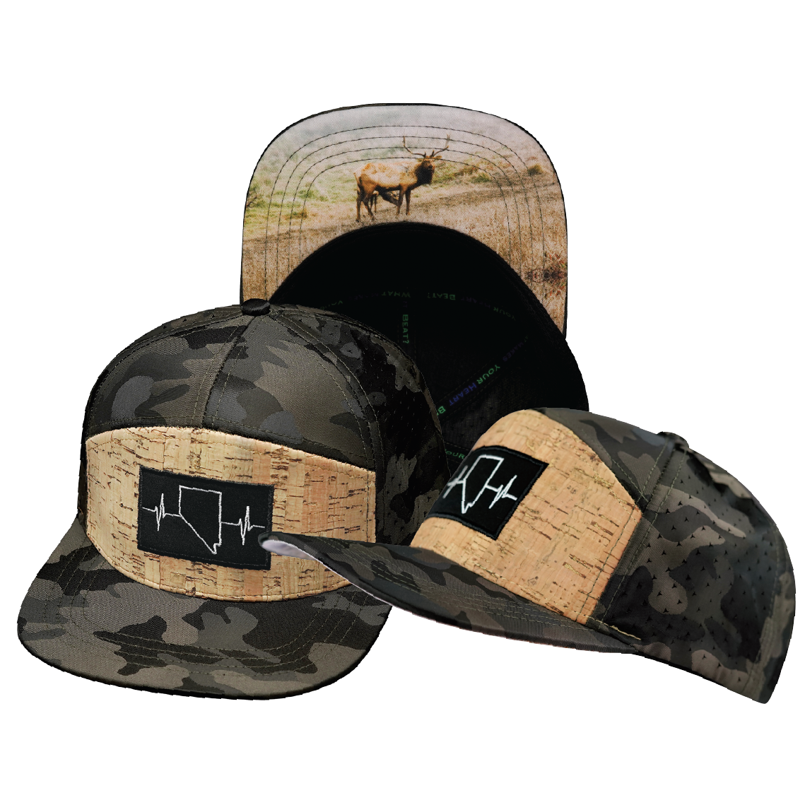 Nevada - 7 Panel - Cork - Tan Camo - Laser Mesh (Unisex)