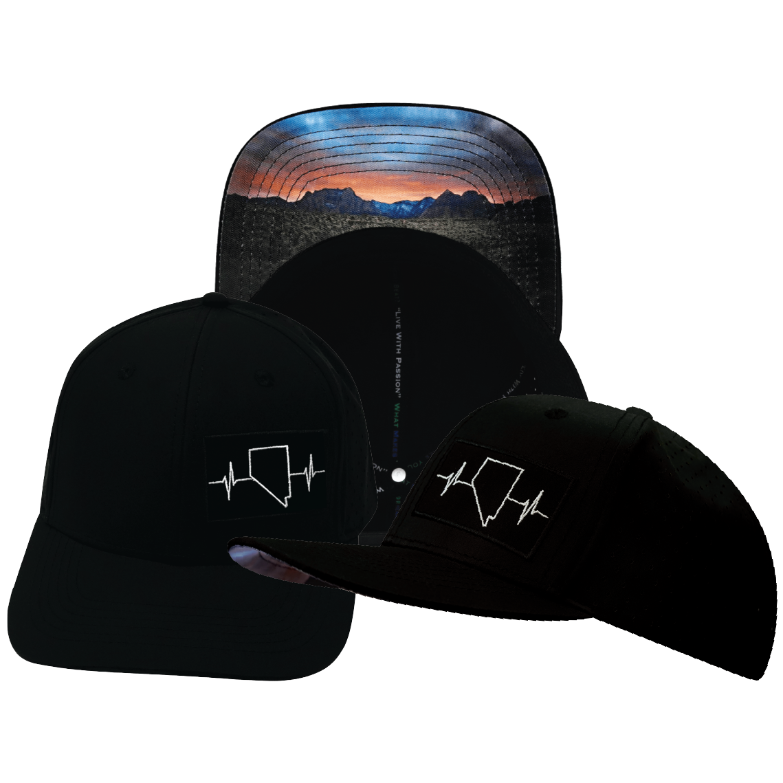 Nevada - 6 Panel - Black - Laser Mesh (Unisex)