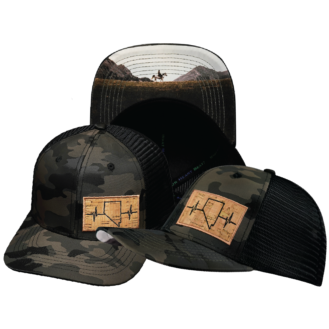 Nevada - 6 Panel - Tan Camo / Black - Trucker Mesh (Unisex)