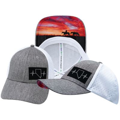 Nevada - 6 Panel - Shallow Fit - Pony Tail - Heather Gray / White - Laser Mesh (Unisex)