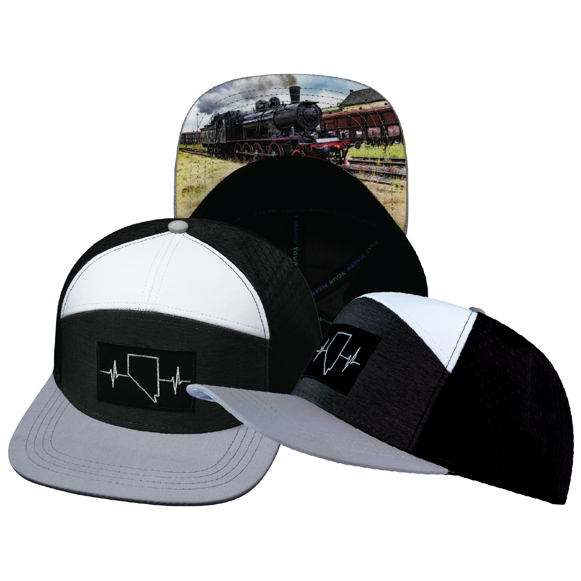 Nevada - 7 Panel - Gray / Charcoal / White / Black - Jersey Mesh (Unisex)