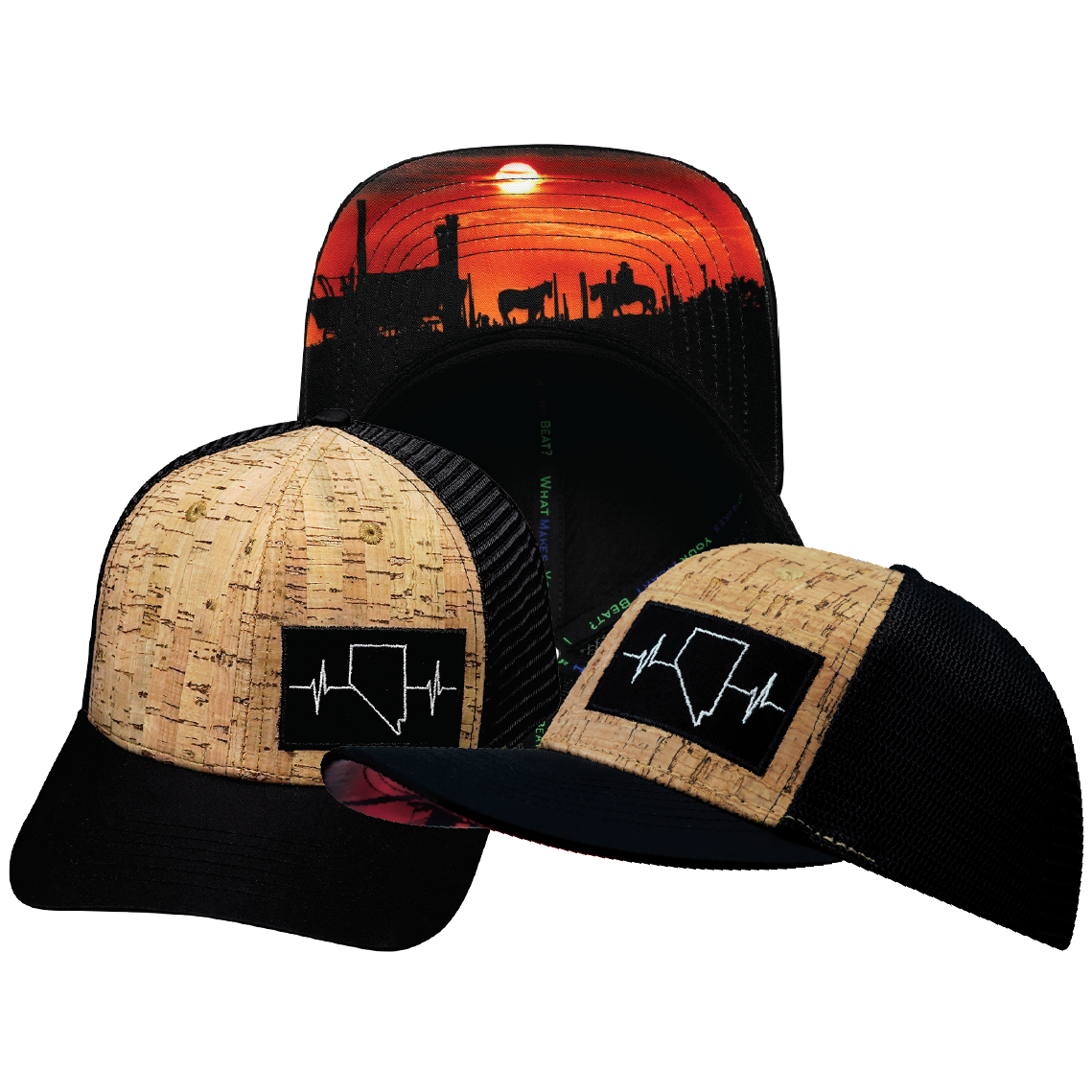 Nevada - 6 Panel - Cork - Black - Trucker Mesh (Unisex)
