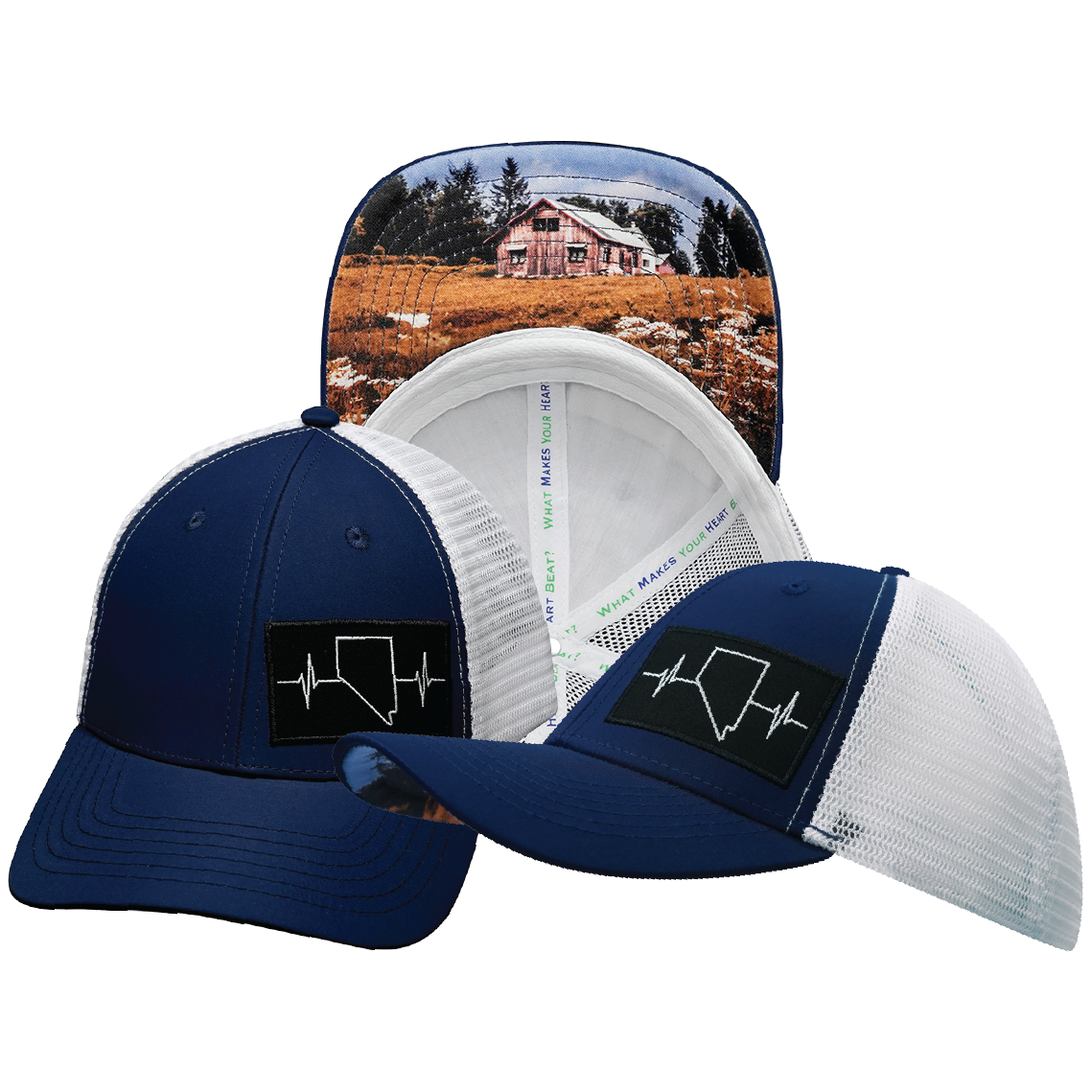 Nevada - 6 Panel - Shallow Fit - Navy / White - Trucker Mesh (Unisex)
