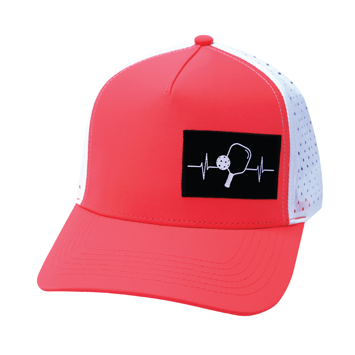 Pickleball - 5 Panel - Structured - Neon Peach / White - Laser Mesh (Unisex)