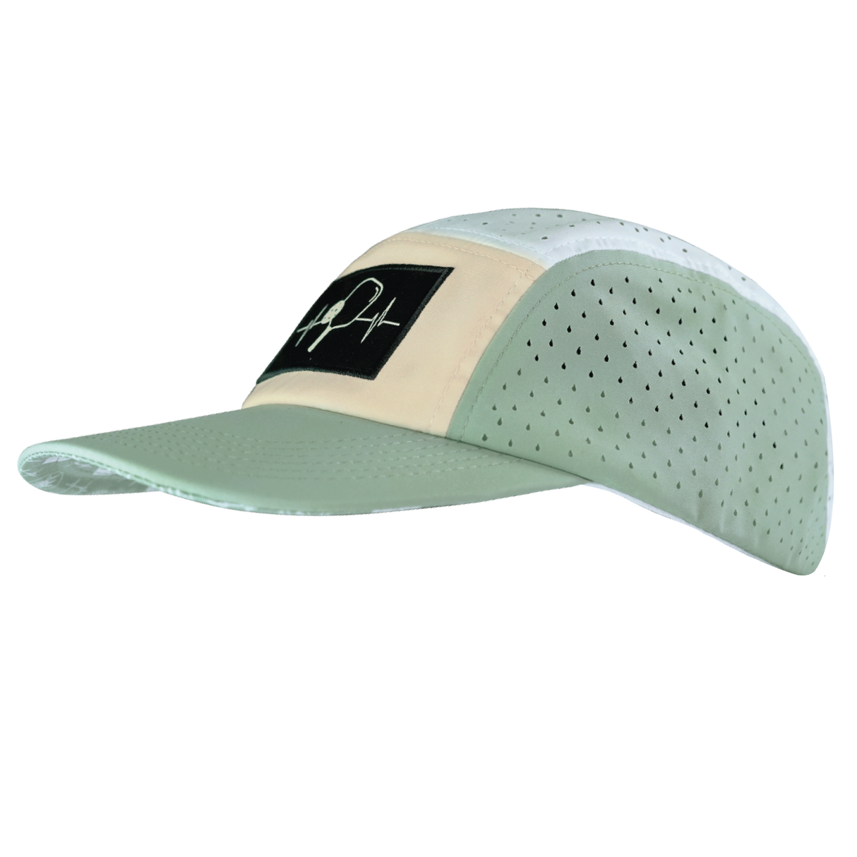 Pickleball - 5 Panel - Sporty - Unstructured - Sage / Cream / White - Laser Mesh (Unisex)