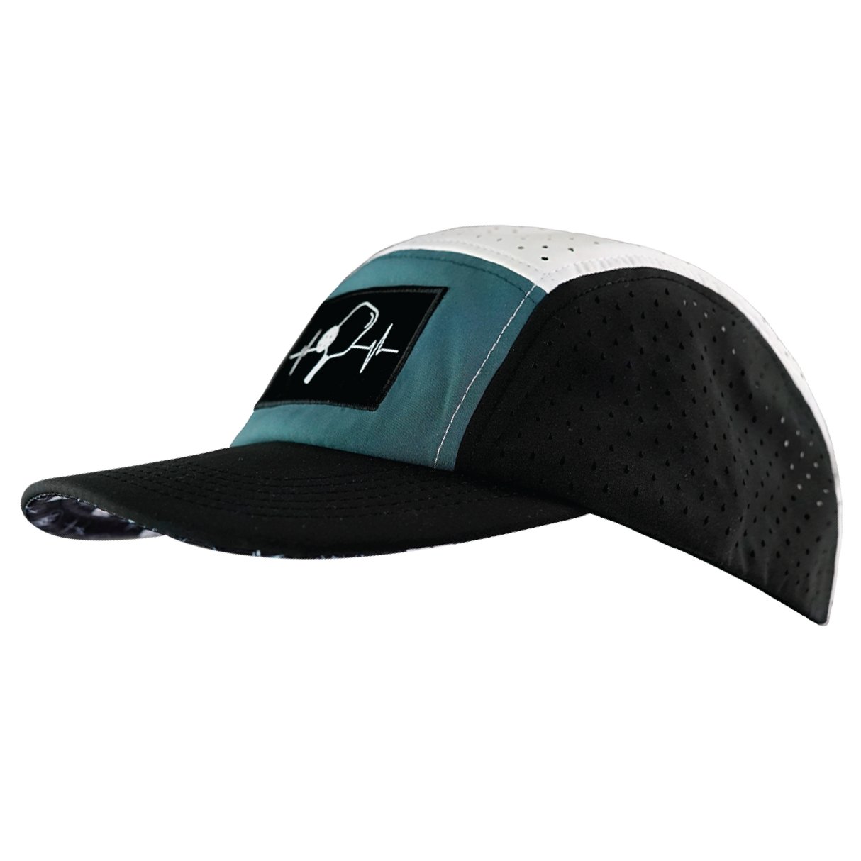 Pickleball - 5 Panel - Sporty - Unstructured - Black / Slate Green / White - Laser Mesh (Unisex)