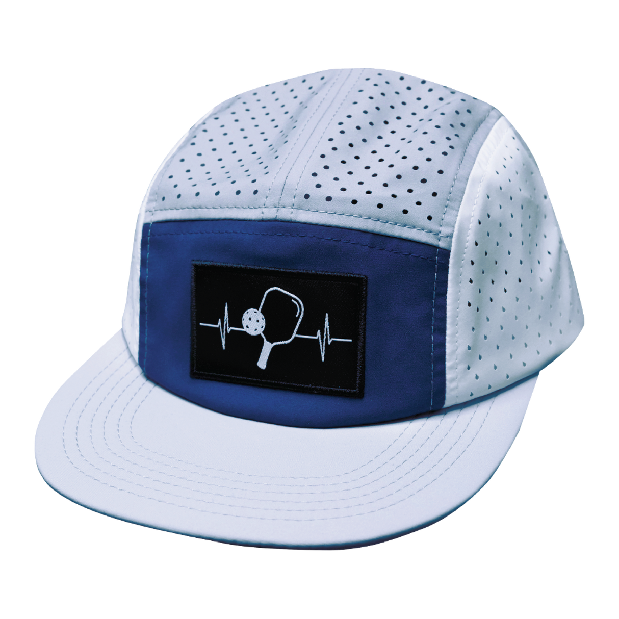 Pickleball - 5 Panel - Sporty - Unstructured - Gray / Navy / White - Laser Mesh (Unisex)