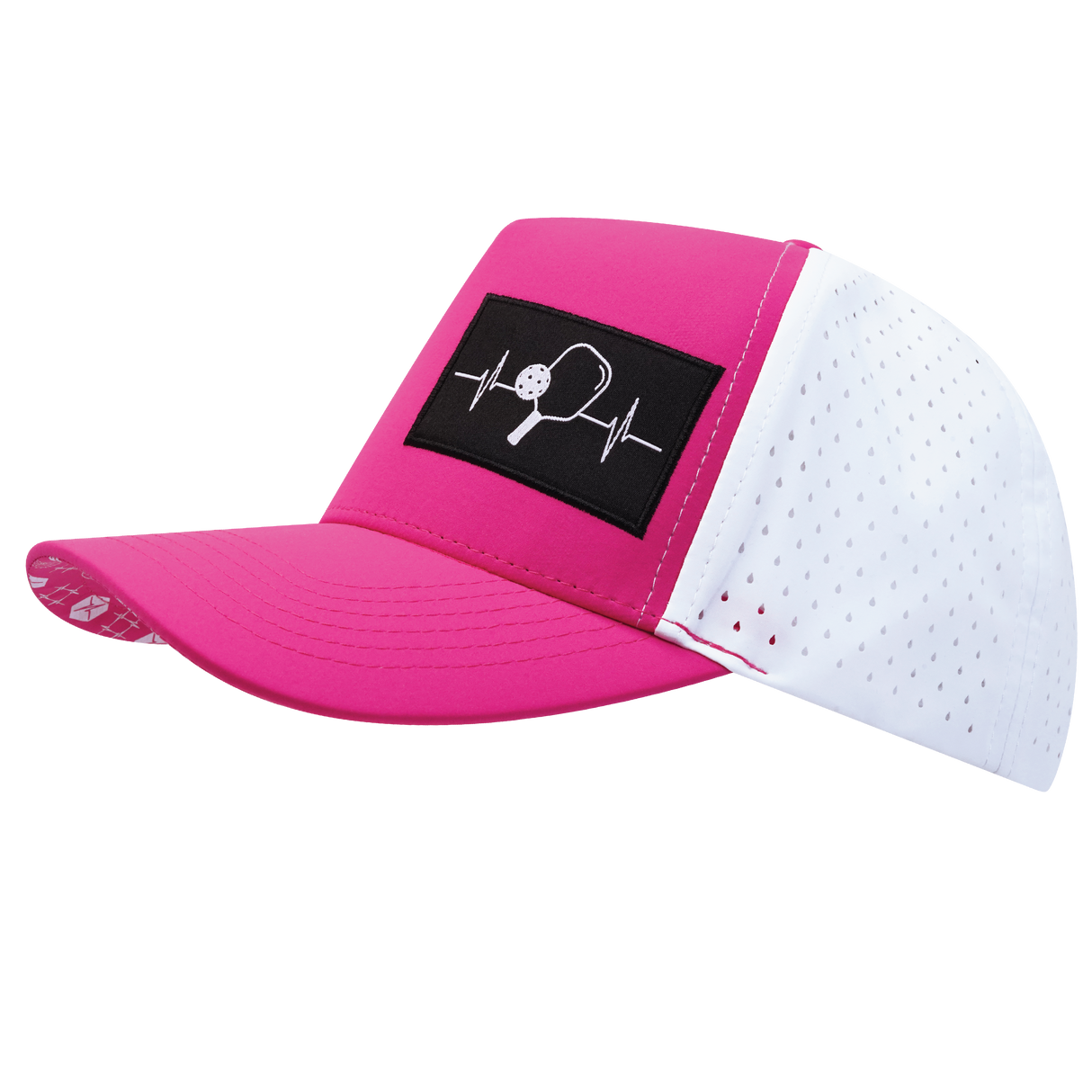 Pickleball - 5 Panel - Structured - Neon Pink / White - Laser Mesh (Unisex)