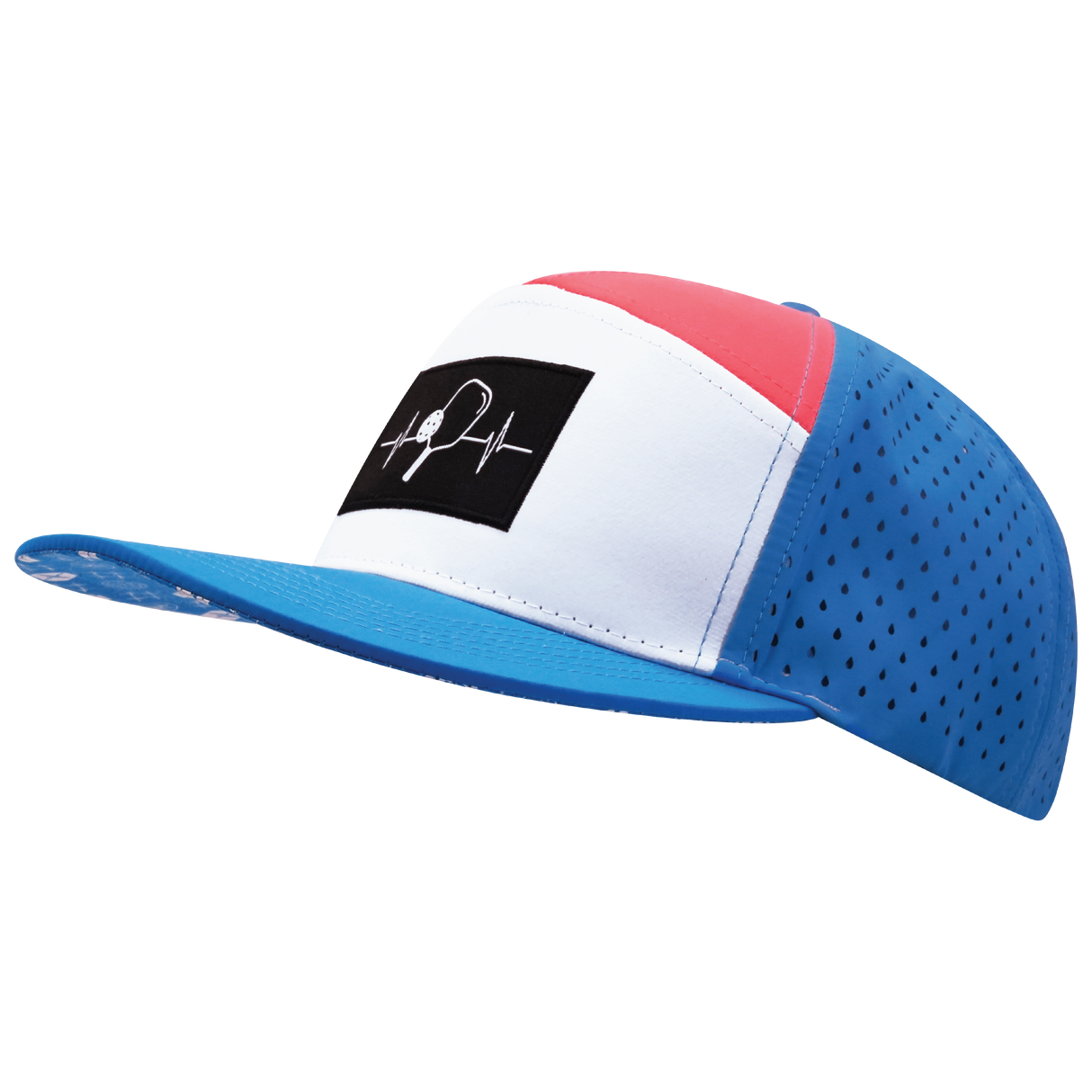 Pickleball - 7 Panel - Neon Blue / White / Neon Peach - Laser Mesh (Unisex)