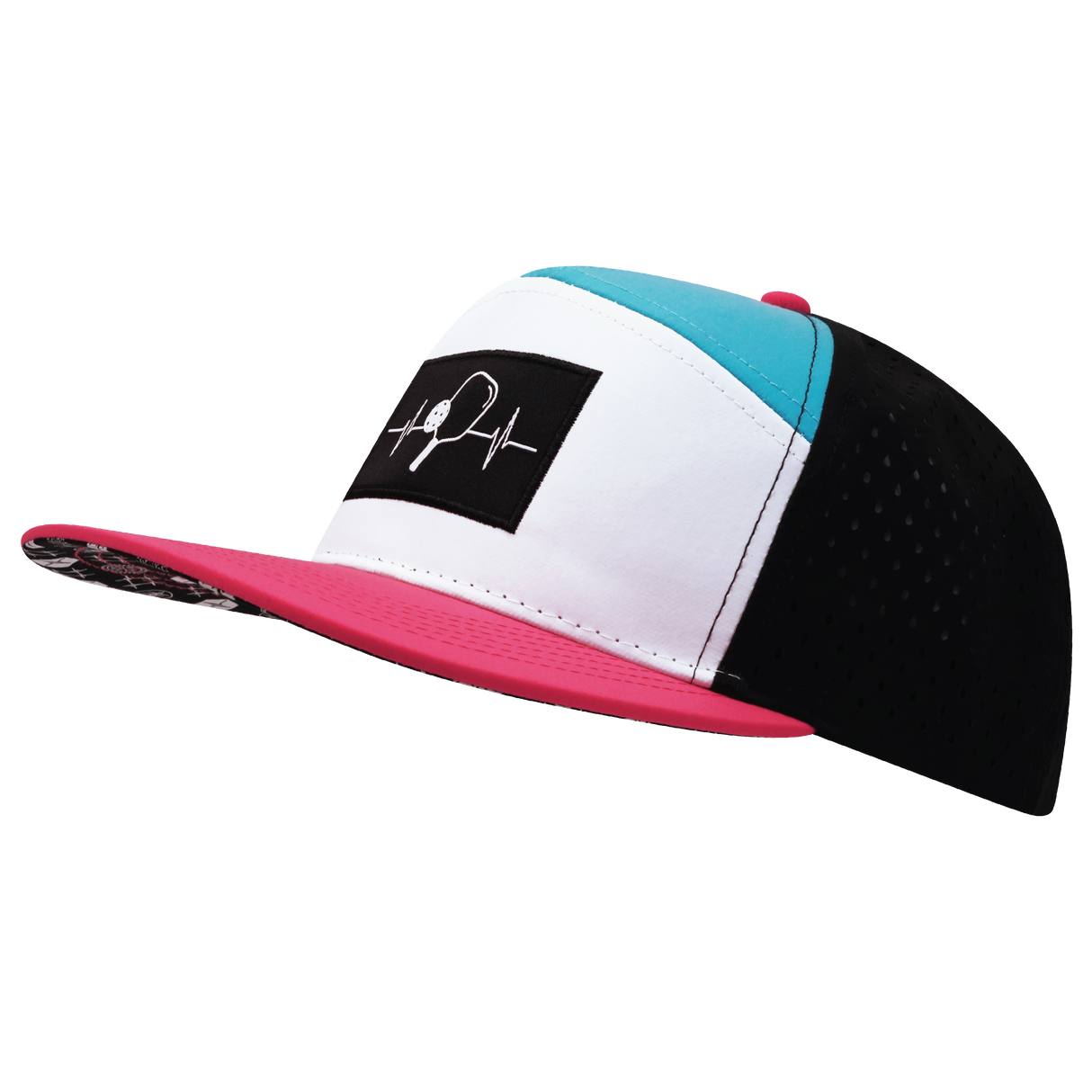 Pickleball - 7 Panel - Neon Pink / White / Neon Blue Green / Black - Laser Mesh (Unisex)