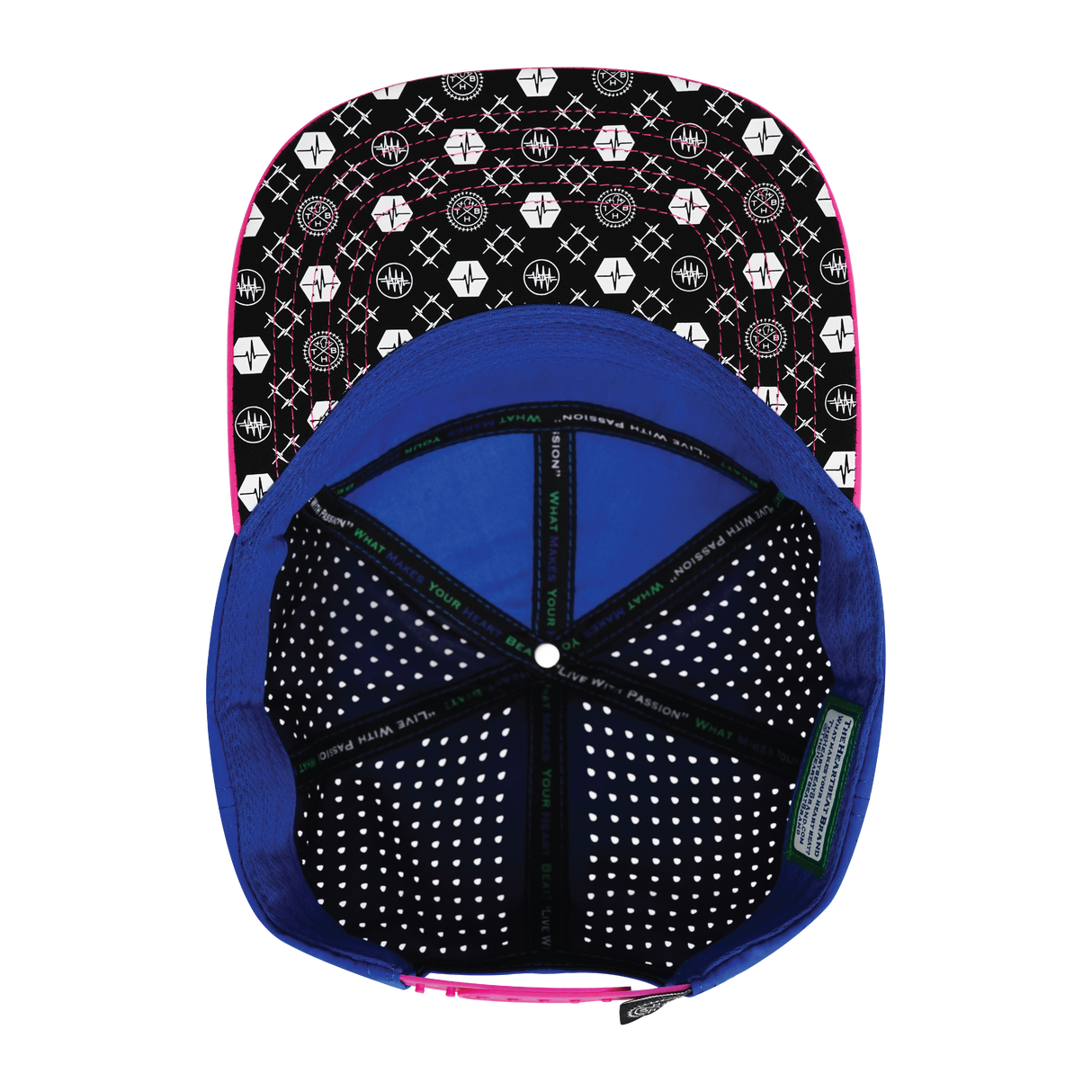 Pickleball - 7 Panel - Neon Pink / White / Neon Blue Green / Blue - Laser Mesh (Unisex)