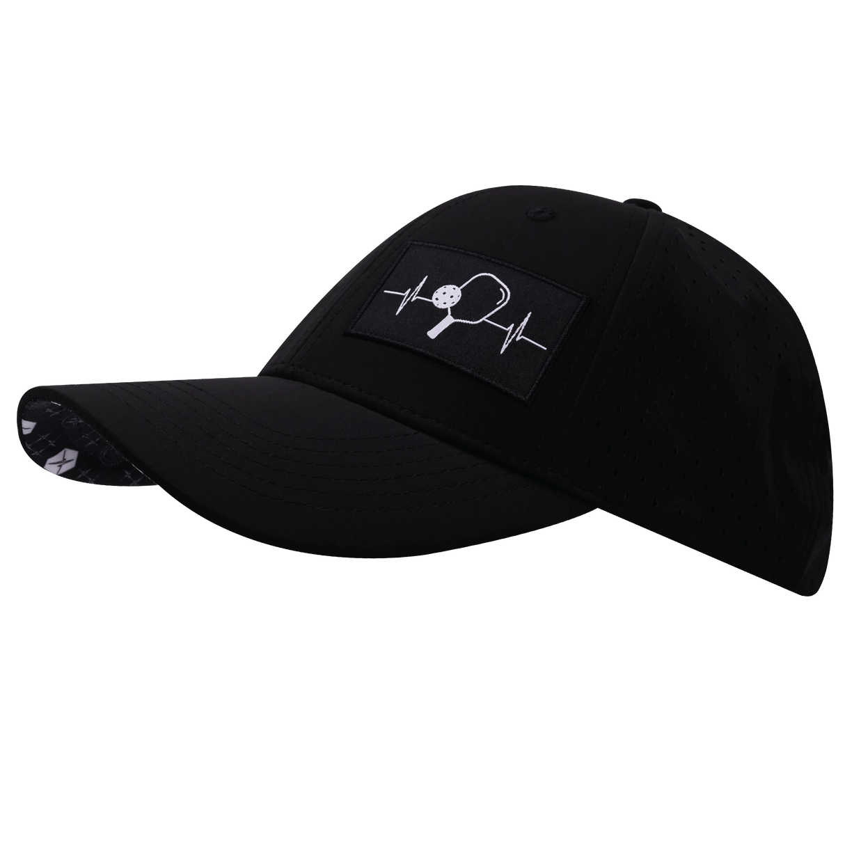 Pickleball - 6 Panel - Shallow Fit - Pony Tail - Black - Laser Mesh (Unisex)