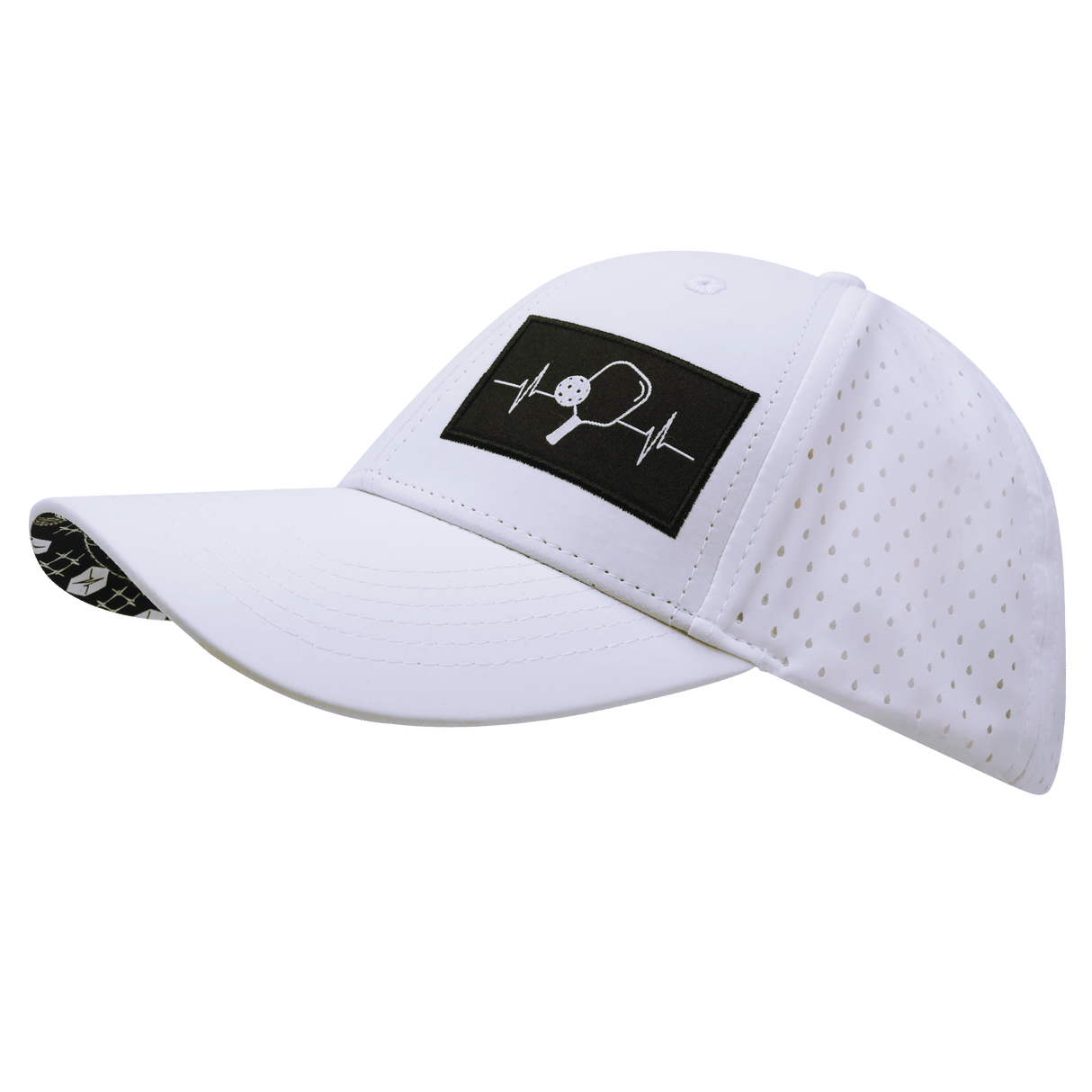 Pickleball - 6 Panel - Shallow Fit - Pony Tail - White - Laser Mesh (Unisex)