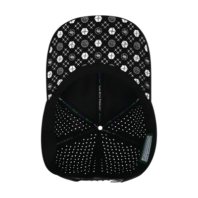 Pickleball - 6 Panel - Shallow Fit - Pony Tail - Black - Laser Mesh (Unisex)