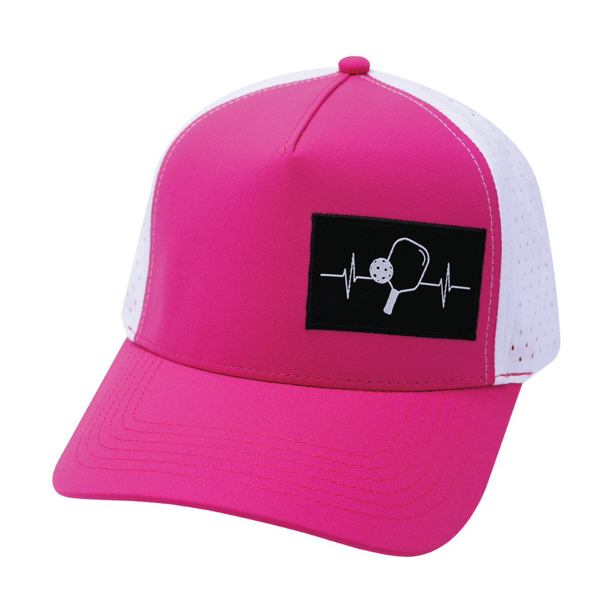 Pickleball - 5 Panel - Structured - Neon Pink / White - Laser Mesh (Unisex)