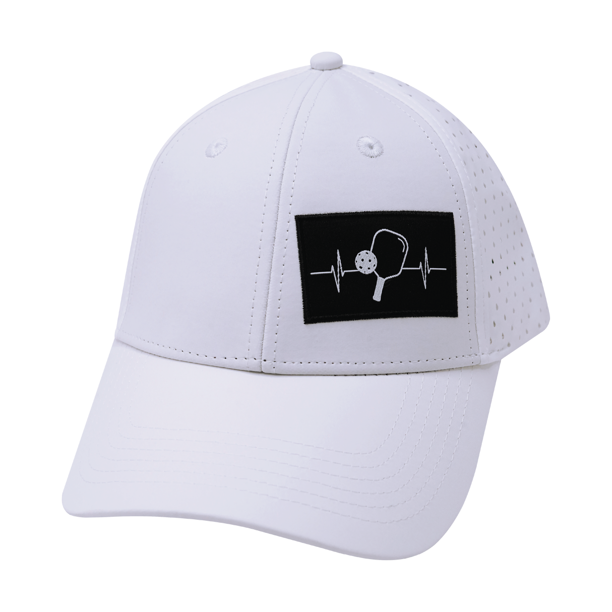 Pickleball - 6 Panel - Shallow Fit - Pony Tail - White - Laser Mesh (Unisex)