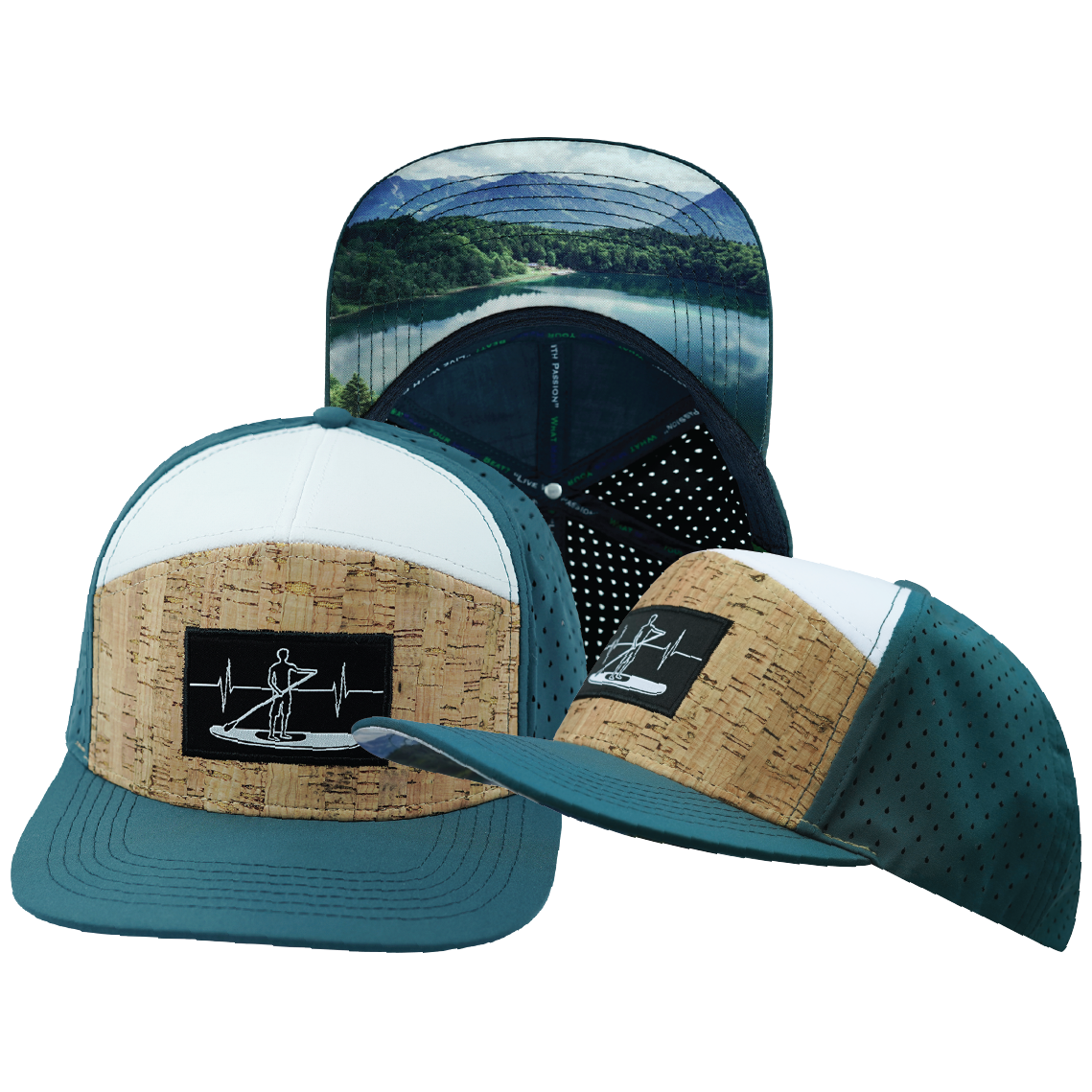 Paddle Board - 7 Panel - Cork - Dark Teal / White - Laser Mesh (Unisex)