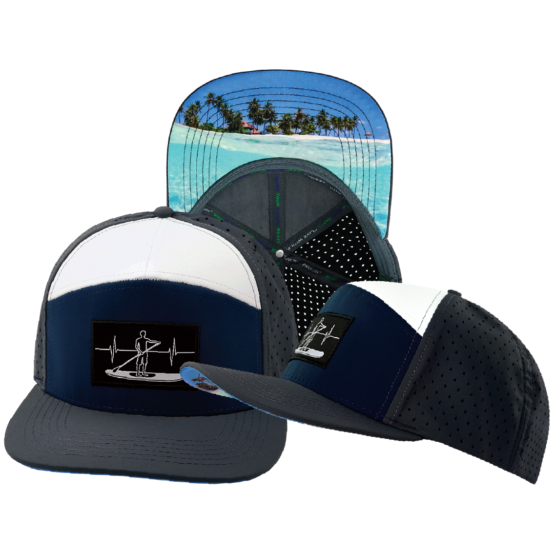 Paddle Board - 7 Panel - Charcoal / Navy / White - Laser Mesh (Unisex)