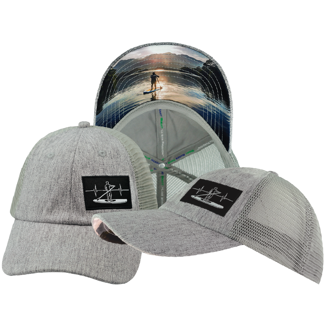 Paddle Board - 6 Panel - Unstructured - Relaxed Fit - Gray Hemp / Gray - Soft Trucker Mesh (Unisex)