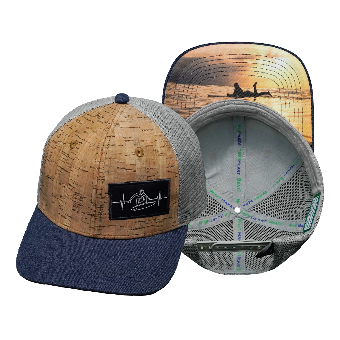 Surf - 6 Panel - Cork - Heather Navy / Gray - Trucker Mesh (Unisex)