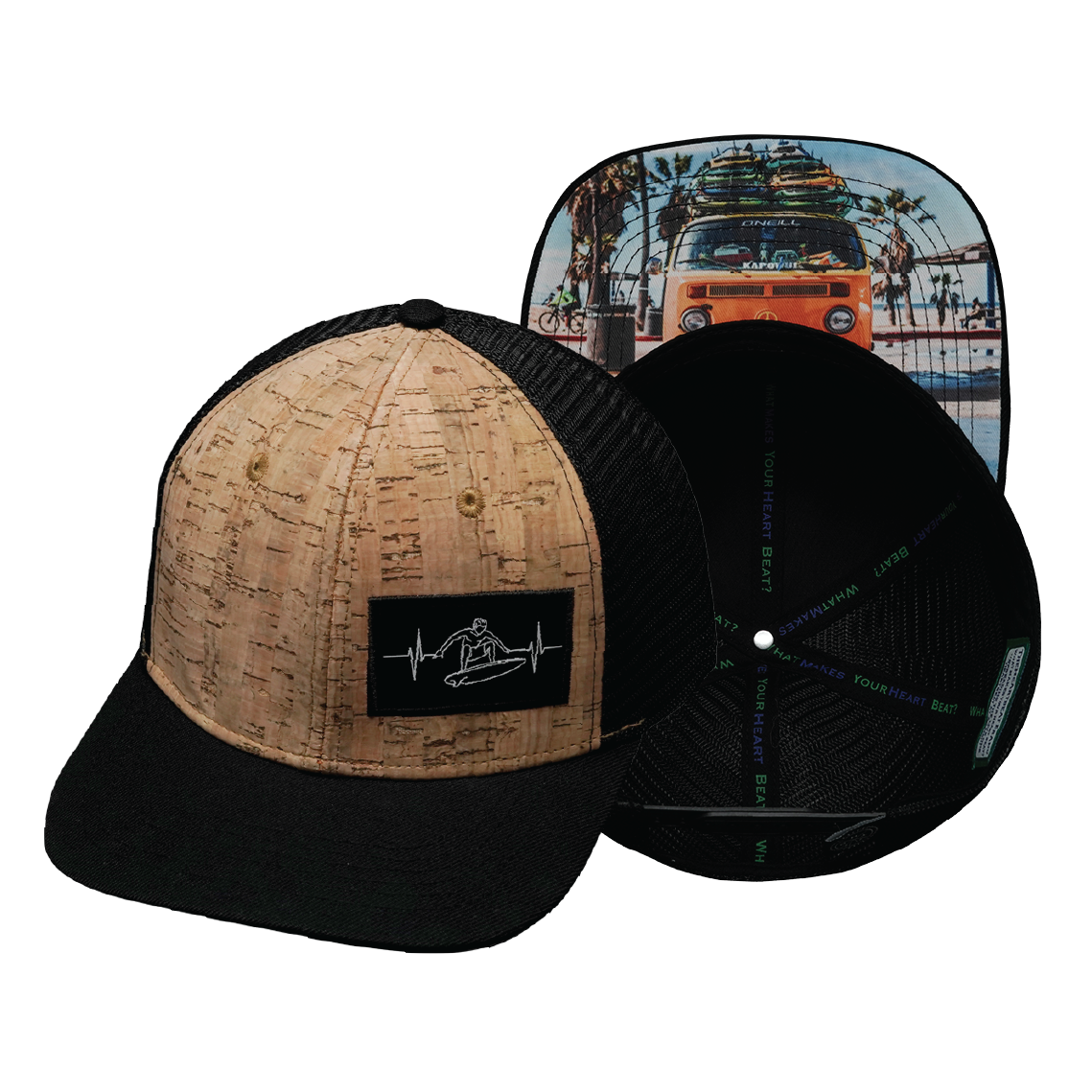 Surf - 6 Panel - Cork - Black - Trucker Mesh (Unisex)
