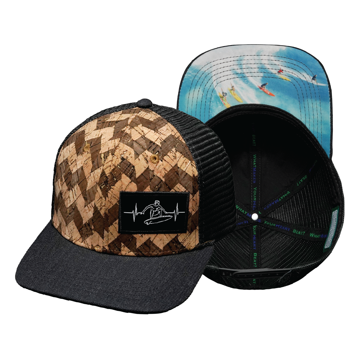 Surf 6 Panel Shallow Fit Hat Light Blue/White - The Heartbeat Brand