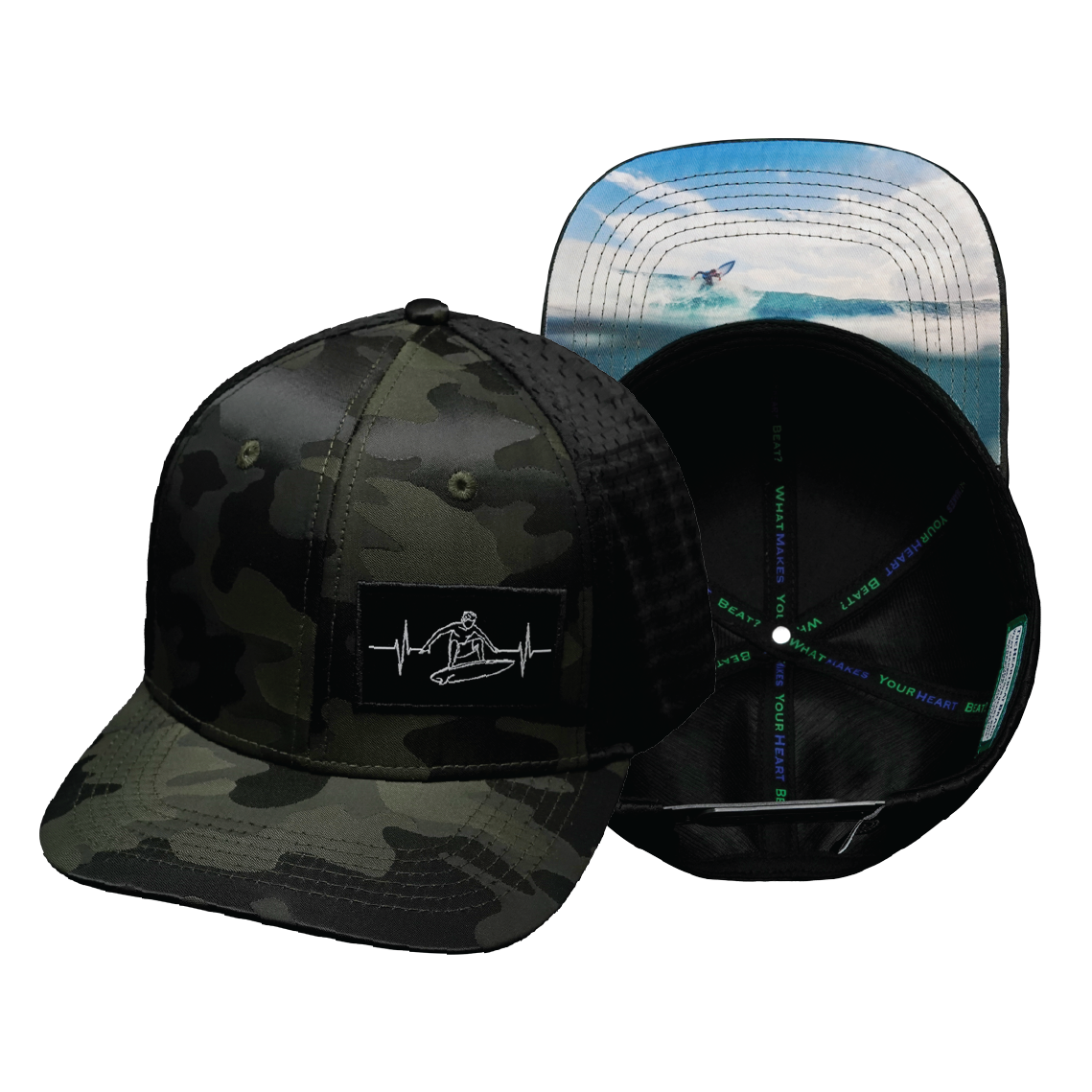 Surf - 6 Panel - Green Camo / Black - Trucker Mesh (Unisex)