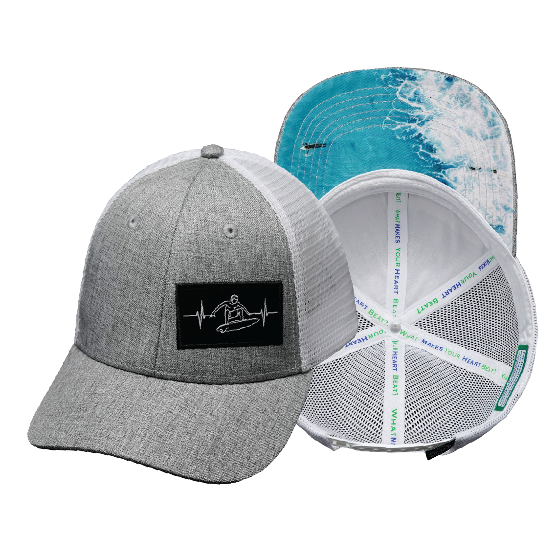Surf - 6 Panel - Shallow Fit - Heather Gray / White - Trucker Mesh (Unisex)