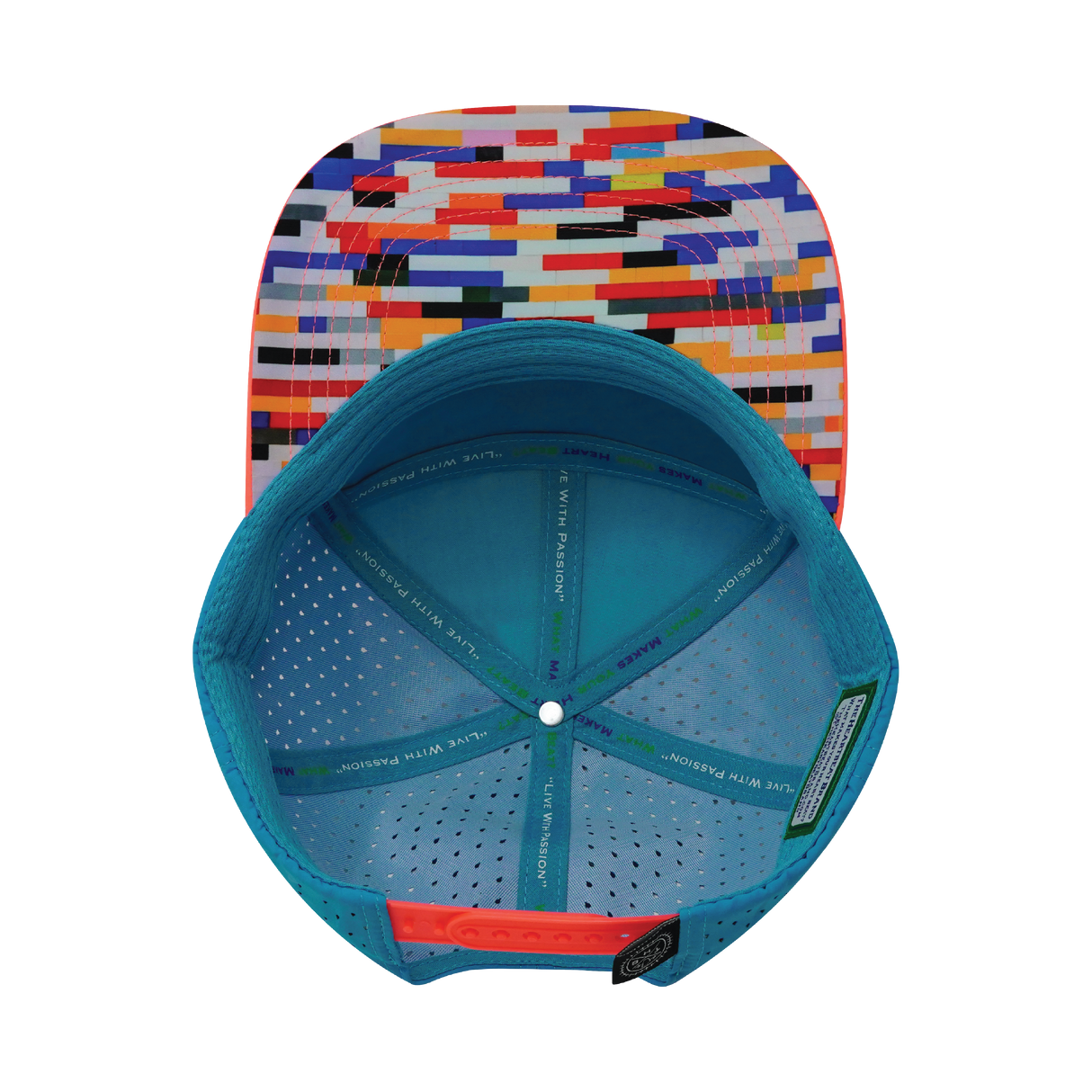 THB - 7 Panel - Party Blocks - Neon Peach / White / Neon Blue - Laser Mesh (Unisex)