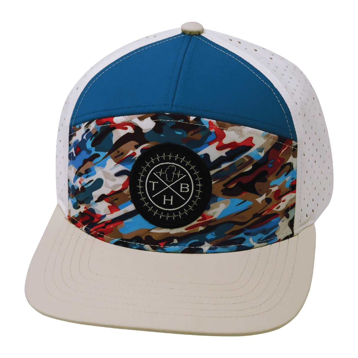 **YOUTH** THB - 7 Panel - Party Camo - Cream / Blue / White - Laser Mesh (Unisex)