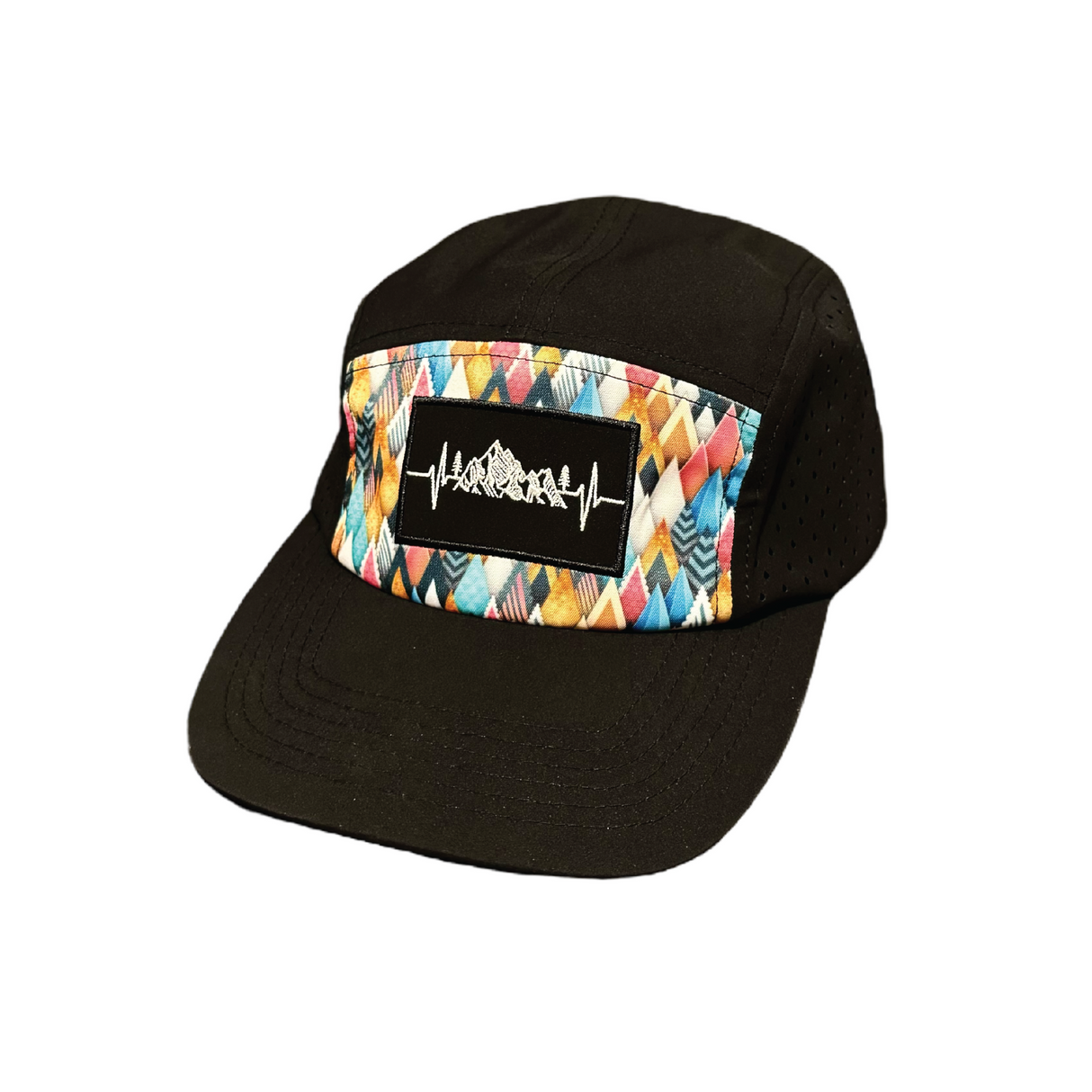 **YOUTH** Mountains - Colored Peaks - 5 Panel - Sporty - Unstructured - Black - Laser Mesh (Unisex)