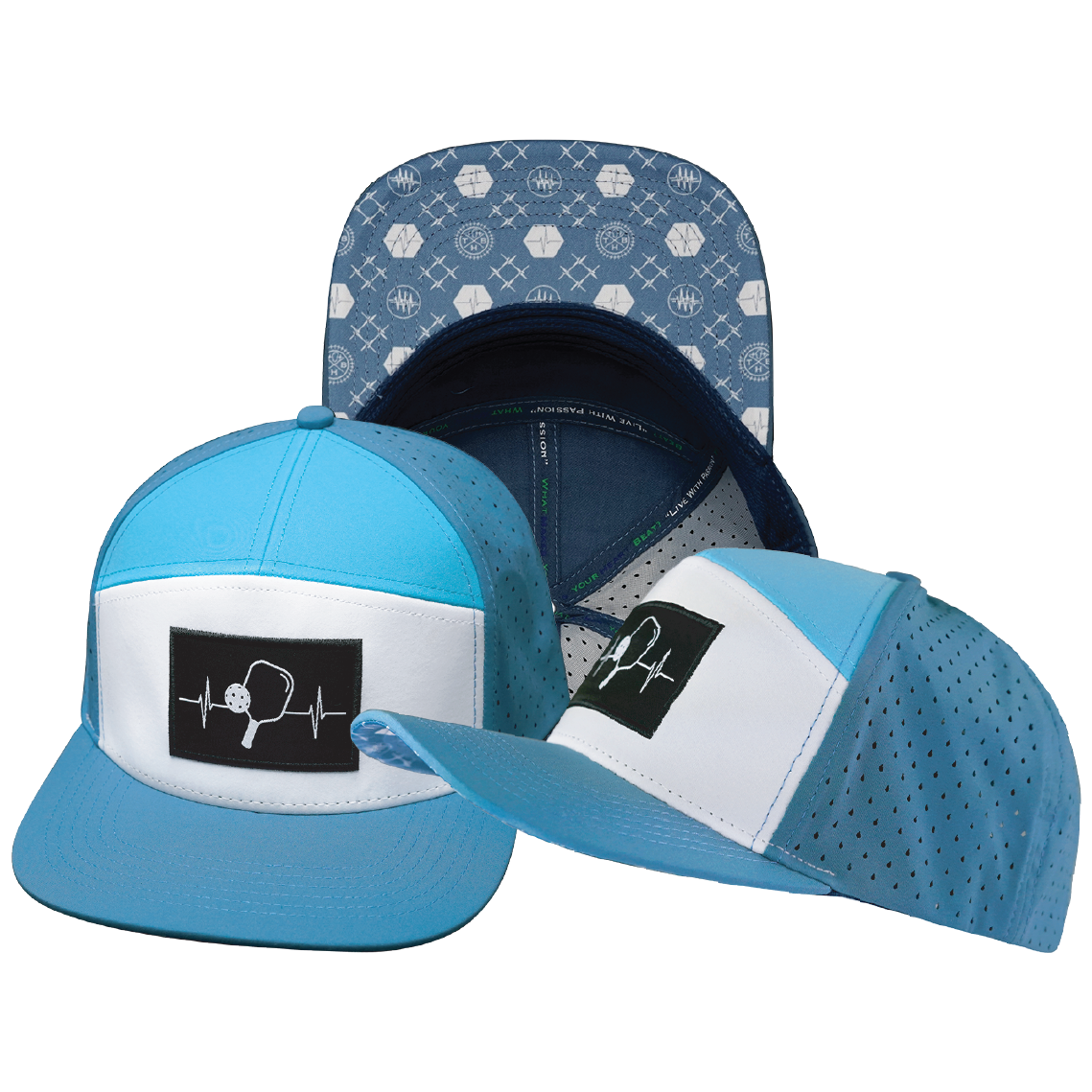 Pickleball - 7 Panel - Light Blue / White / Aqua - Laser Mesh (Unisex)