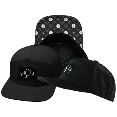Pickleball - 7 Panel - Black - Laser Mesh (Unisex)