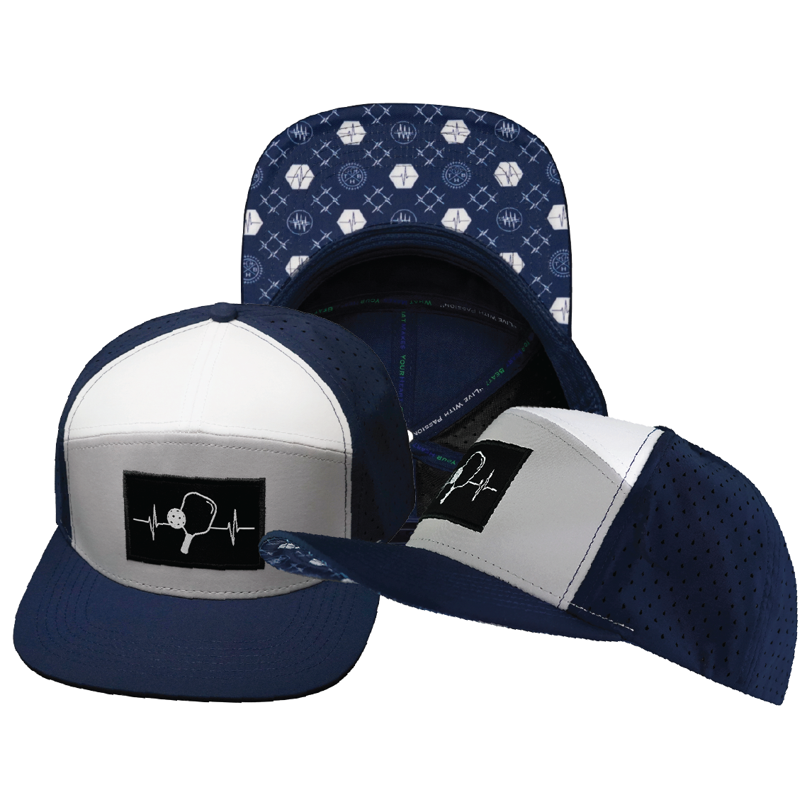 Pickleball - 7 Panel - Navy / Gray / White - Laser Mesh (Unisex)