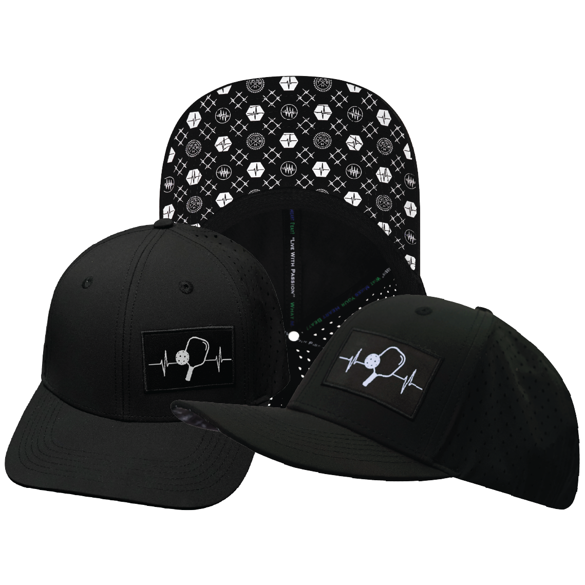 Pickleball - 6 Panel - Black - Laser Mesh (Unisex)