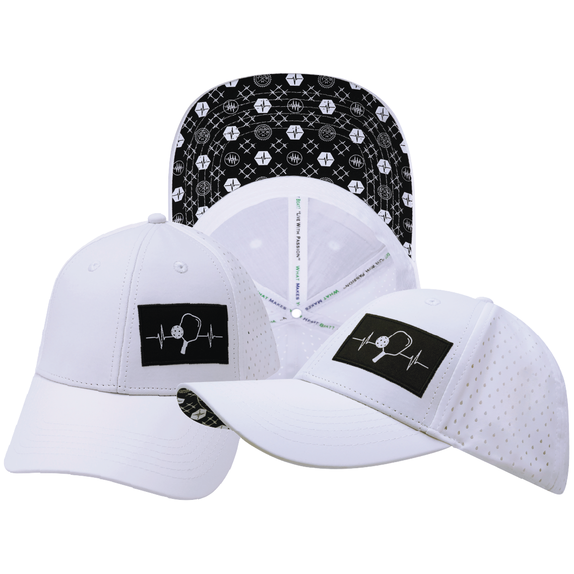 Pickleball - 6 Panel - Shallow Fit - Pony Tail - White - Laser Mesh (Unisex)