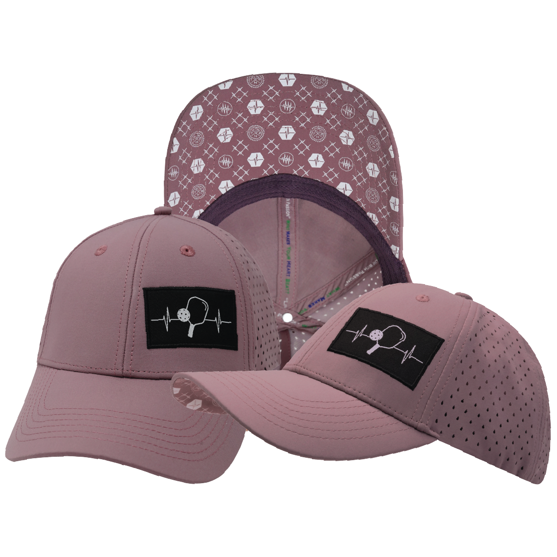 Pickleball - 6 Panel - Shallow Fit - Pony Tail - Dusty Pink - Laser Mesh (Unisex)