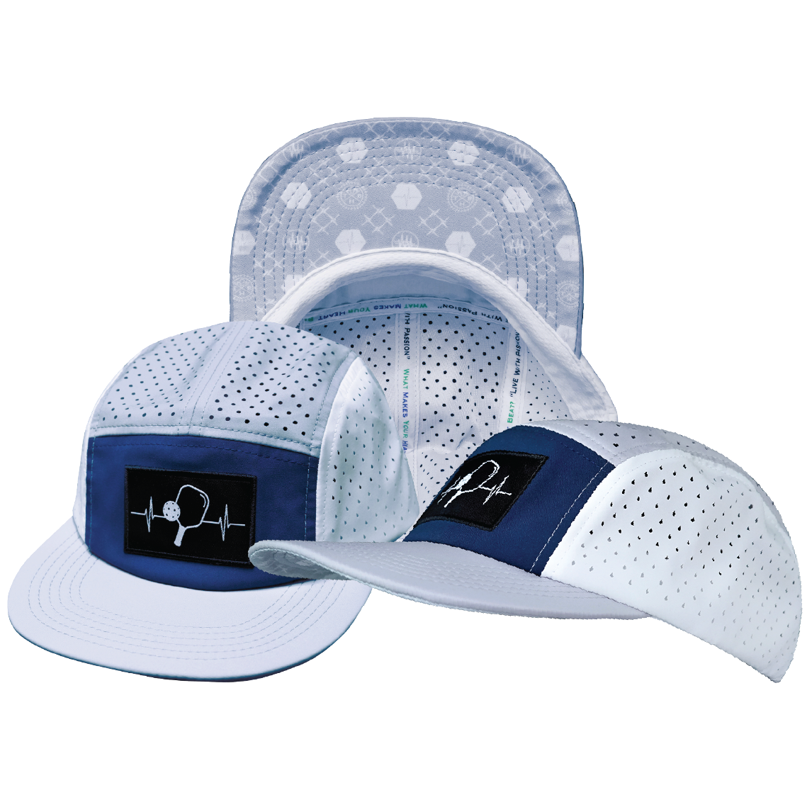 Pickleball - 5 Panel - Sporty - Unstructured - Gray / Navy / White - Laser Mesh (Unisex)
