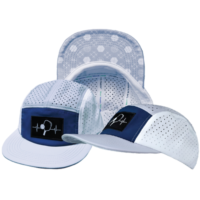 Pickleball - 5 Panel - Sporty - Unstructured - Gray / Navy / White - Laser Mesh (Unisex)